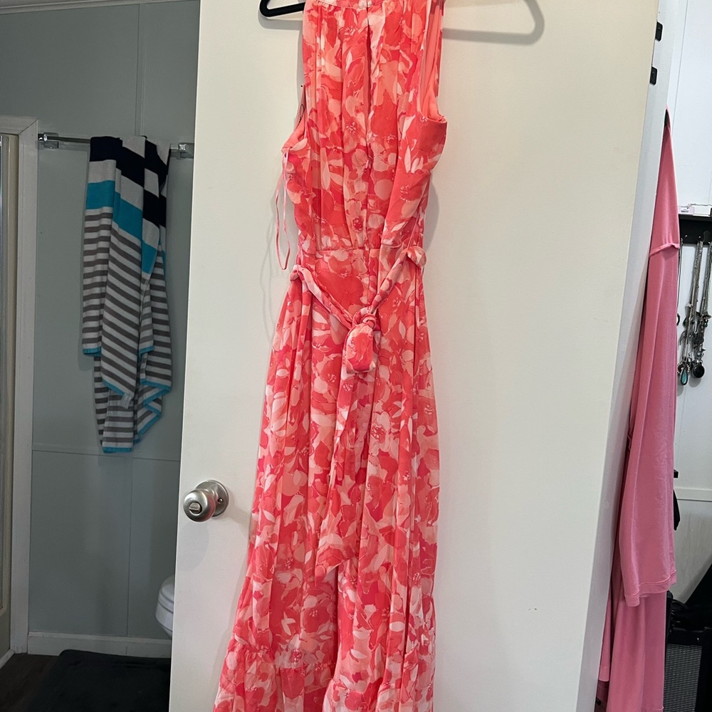 Vibrant Pink Floral Maxi Dress